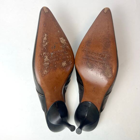 Donald J. Pliner Leather Kitten Heel Pointy Toe Mules Copper Sz 7 - Picture 10 of 12